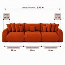 Ver imagem 4 de Sofá Retrátil 6 Lugares Veludo Armani 2,90 Mts Terracota
