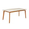 Mesa Jantar Jade Retangular 160x90cm Tampo Chanfrado Off White Base Madeira Maciça Mel - 2