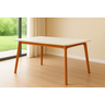 Mesa Jantar Jade Retangular 160x90cm Tampo Chanfrado Off White Base Madeira Maciça Mel - 1