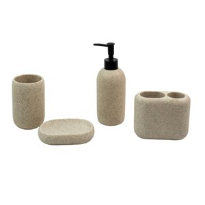 Kit banheiro porta escova dente e saboneteira 4 pçs - oikos