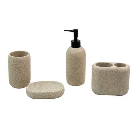 Kit banheiro porta escova dente e saboneteira 4 pçs - oikos