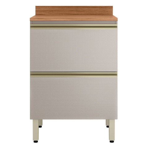 Balcão MDF 1 Porta 1 Gaveta 60cm com Tampo Proença Bege/Nogueira/Nude Prime