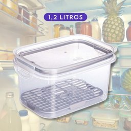 Pote Hermético com Vedação em Borracha 1,2 Litros Marmita Geladeira - 1