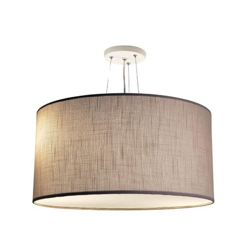 Luminária de Teto Pendente Cilíndrico Tecido Linho 40x25cm