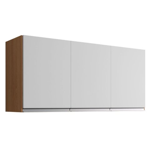 Armário Aéreo Andréia 120 Cm 3 Portas Amendoa Branco Ajl