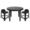 Mesa Redonda Desmontável de Plástico 94cm Preta + 2 Banquetas com Encosto - 1