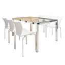Ver imagem 2 de Conjunto Sala de Jantar 6 Lugares Retangular Tampo de Vidro 160x85cm Mesa Smart com Cadeiras Mono Branco