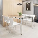 Ver imagem 1 de Conjunto Sala de Jantar 6 Lugares Retangular Tampo de Vidro 160x85cm Mesa Smart com Cadeiras Mono Branco