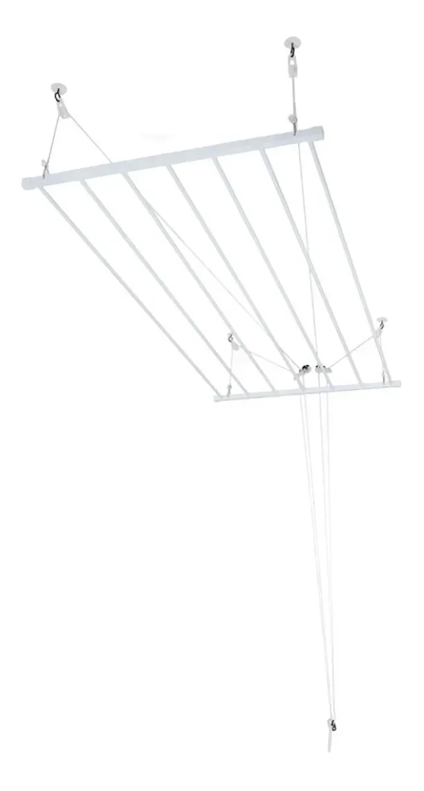 Ver imagem 1 de Varal de Teto Tradicional 140cm x 07 Varetas - em Alumínio Branco