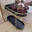 Ver imagem 2 de Mesa Lateral Danúbio Tampo Carvalho Ebanizado Base Dourada - 67802