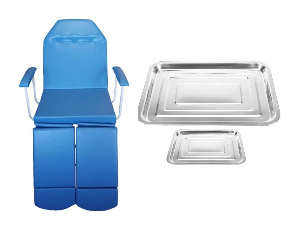 Cadeira de Podologia Azul com Prolongador de Perna Fiscomed Cadeira para Podologia - 1
