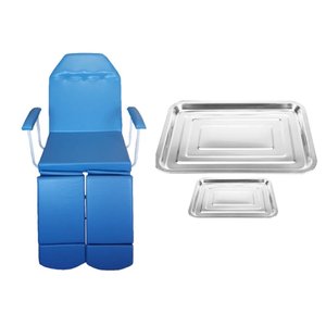 Cadeira de Podologia Azul com Prolongador de Perna Fiscomed Cadeira para Podologia