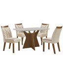 Ver imagem 2 de Conjunto Mesa de Jantar com Vidro e 4 Cadeiras 120cm Multimóveis Crljm-CON027 Madeirado/Off White