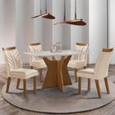Ver imagem 1 de Conjunto Mesa de Jantar com Vidro e 4 Cadeiras 120cm Multimóveis Crljm-CON027 Madeirado/Off White