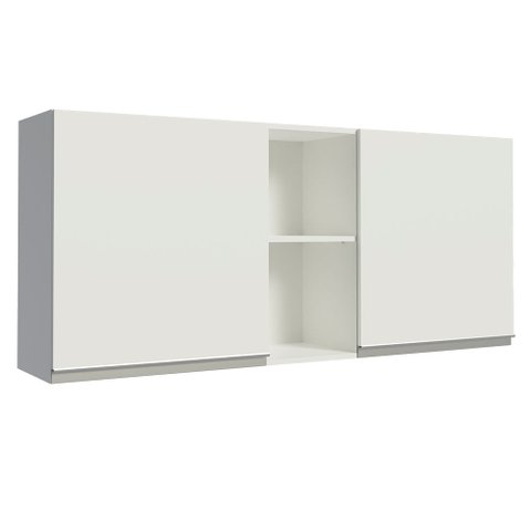 Armário Aéreo Madesa Glamy 150 cm 2 Portas e 2 Nichos Branco Cor:Branco