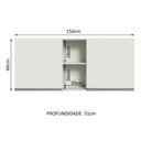 Ver imagem 2 de Armário Aéreo Madesa Glamy 150 cm 2 Portas e 2 Nichos Branco Cor:Branco