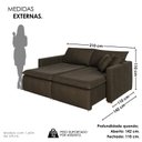 Ver imagem 3 de Sofá Cama Retrátil em Madeira Eucalipto e Veludo 210cm Uruguai