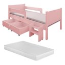 Ver imagem 1 de Cama Infantil + Colchão com 2 Baus Organizador Escada Luna Plus Rosa
