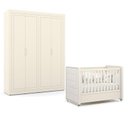 Ver imagem 1 de Berço Americano com Capitonê New Boucle e Guarda Roupa Tutto New 4 Portas Off White - Matic