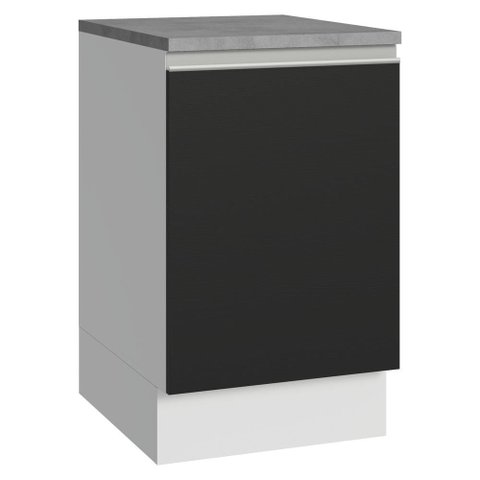 Balcão de Cozinha 50cm 1 Porta Branco/preto Glamy Madesa