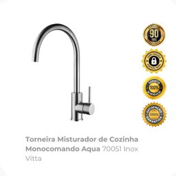 Torneira Misturador de Cozinha Monocomando Aqua 70051 Inox Vitta - 2