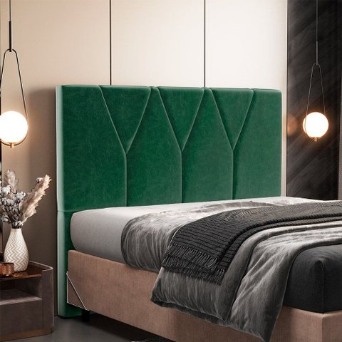 Cabeceira Cama Box Quenn 160 cm Aurora W01 Facto Verde Musgo - Lyam Decor