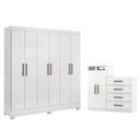 Ver imagem 1 de Conjunto Quarto Guarda Roupa e Comoda Ferrara Branco