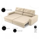 Ver imagem 3 de Sofá com Chaise Hera 4 Lugares Retrátil e Reclinável 230cm Bege Outras Marcas