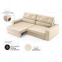 Ver imagem 4 de Sofá com Chaise Hera 4 Lugares Retrátil e Reclinável 230cm Bege Outras Marcas