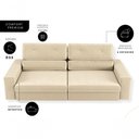 Ver imagem 2 de Sofá com Chaise Hera 4 Lugares Retrátil e Reclinável 230cm Bege Outras Marcas