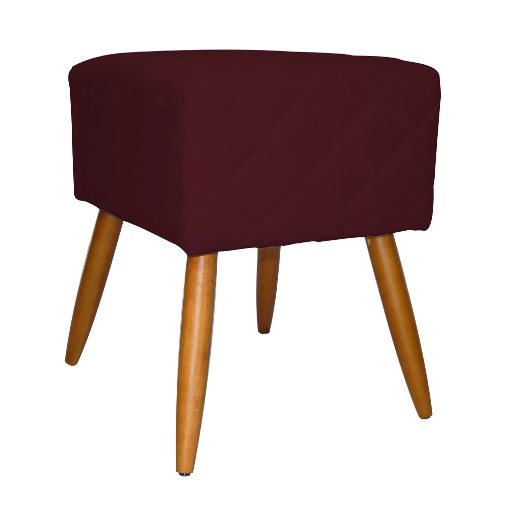 Kit Poltrona Decorativa Marcela Mais Puff Isabela Pés Palito Suede Bordô - DS Estofados - 4