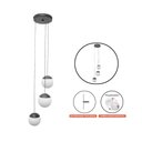 Ver imagem 4 de Pendente Preto Triplo para Sala de Jantar Escada Corredor Lateral Globo Vidro Leitoso Bivolt