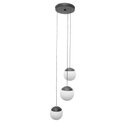 Ver imagem 6 de Pendente Preto Triplo para Sala de Jantar Escada Corredor Lateral Globo Vidro Leitoso Bivolt