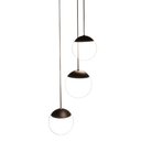 Ver mais imagens de Pendente Preto Triplo para Sala de Jantar Escada Corredor Lateral Globo Vidro Leitoso Bivolt