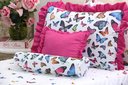 Ver imagem 3 de Kit 3 Pçs Cobre Leito Colcha Solteiro Belize com Babados:Borboletas Pink