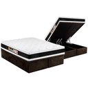 Ver imagem 1 de Cama Box Baú Queen: Colchão Espuma Castor D45 Black e White Air Double Face + Base Brown(158x198)