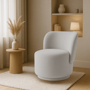Ver imagem 1 de Poltrona Orgânica Redonda Bouclé Prata Luxo Moderna Confortável Design P/ Sala Espera Recepção Hall