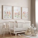 Ver imagem 3 de Kit 3 Quadros Decorativos Infantil Encanto Florido Quarto Bebê 30x40 Moldura Madeira