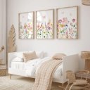 Ver imagem 4 de Kit 3 Quadros Decorativos Infantil Encanto Florido Quarto Bebê 30x40 Moldura Madeira
