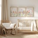 Ver imagem 2 de Kit 3 Quadros Decorativos Infantil Encanto Florido Quarto Bebê 30x40 Moldura Madeira