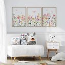 Ver imagem 1 de Kit 3 Quadros Decorativos Infantil Encanto Florido Quarto Bebê 30x40 Moldura Madeira