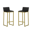 Ver imagem 1 de Kit 2 Banquetas Alta Dani Reforçada Decorativa Balcão Bancada Cozinha Bar Base Dourada Courino Preto
