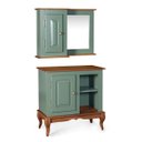 Ver imagem 1 de Gabinete para Banheiro 1 Porta e Armário Espelheira Dália 3051 - Verde Musgo/imbuia Glazer