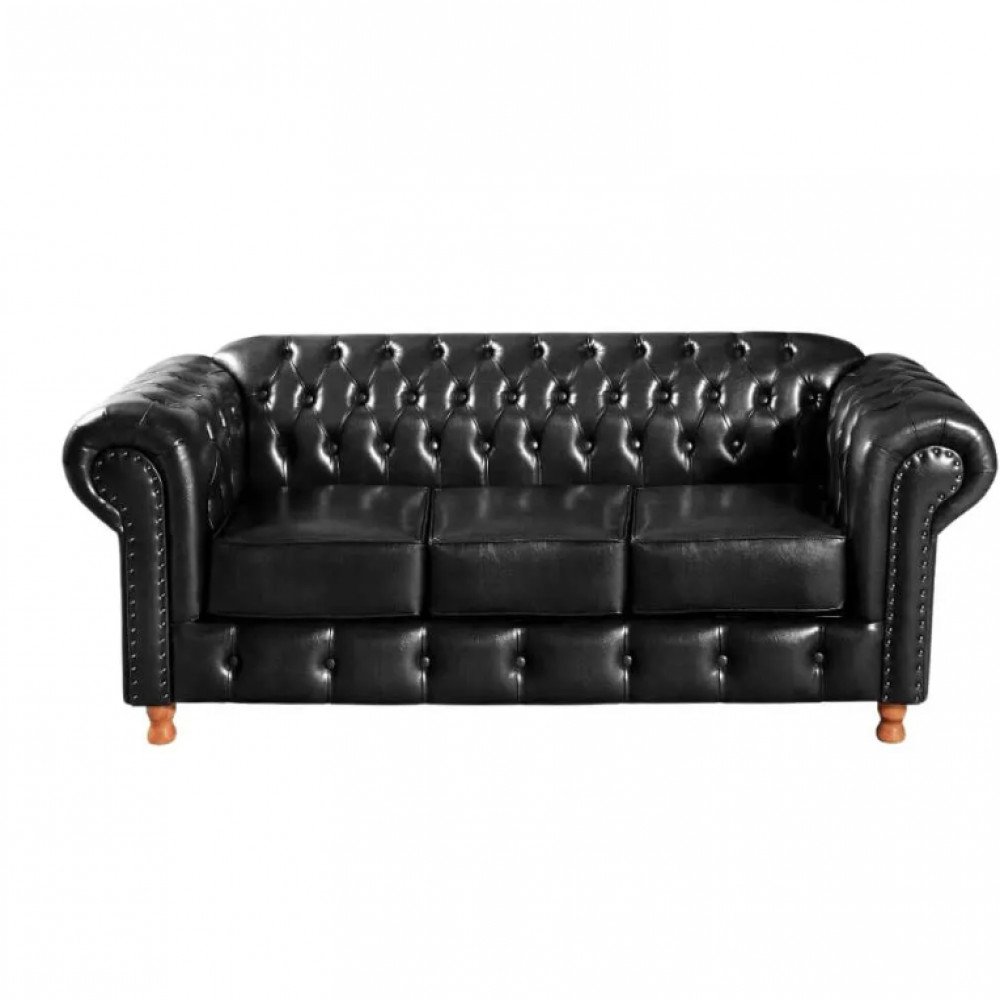 Sofá Luís Xv 3 Lugares Chesterfield Capitonê Vintage Clássic Bella Decor