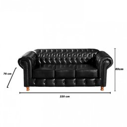 Sofá Luís Xv 3 Lugares Chesterfield Capitonê Vintage Clássic Bella Decor - 5