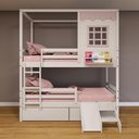 Ver imagem 1 de Beliche Casinha Reta 2 Gav Escorregador Removível Rosa