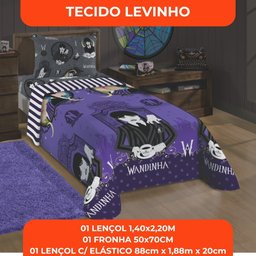 Jogo de Cama Infantil Lepper Wandinha Solteiro 3 Peças Microfibra Roxo - 8