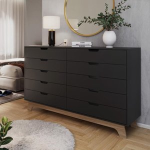 Cômoda 10 Gavetas 160cm Alice - Preto