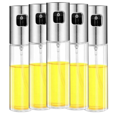 Kit 5 Porta Azeite Vinagre Spray Galheteiro Dosador Aço Inox 100ml