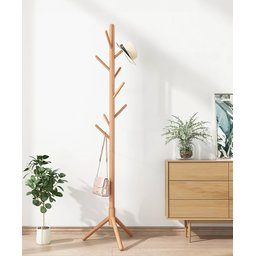 Mancebo de Madeira para Pendurar Roupas com 8 Ganchos 175cm - 2